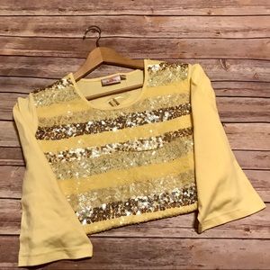 Sequins and Lace 3/4 Sleeve Knit Top